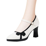 New Chinese Cheongsam Walking Shoes Retro Single Shoes High Thick Heels With Chinese Style Horse Dress Shoes