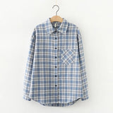 New Loose Design Cotton Plaid Shirt Women Young Style Long Sleeve Blouses Casual Shirts Lady Tops Clothes