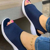 Breakj New Summer Thick Bottom Mesh Knitted Fish Mouth Women's Sandals Large Size One-Foot Pedal Women's