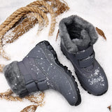 o'clock Winter Woman's Stylish Snow Boots High-top Warm Lined Anti-skid Shoes Outside Casual Slip-on Black Gray
