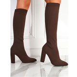 2024 Style Autumn And Winter Large-Size High Boots With Thick Tips And Thick Heels, But Knee-Length Women's Boots And Skinny