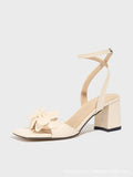 Breakj Women's High-Heeled Shoes Three-Dimensional Bow Bow Head Thick With Spring And Summer Fashion Night Party Wedding Campus Apricot