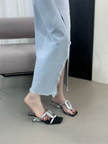 Breakj Way With Stylish Cool Slippers Wearing 2025 Summer New Square Toe And High-Heeled Sandals