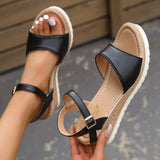 Slope Heel Sandals Women's 2023 Summer New Fish Mouth Buckle Fashion Comfortable Thick-Soled Women's