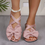 Breakj Sandals Women's Summer New Soft-Soled Bow Flat And A Word Sandals Fashion Wear Sweet Cool