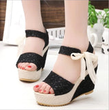 Fashion Summer Platform Wedge Sandals Ankle Strap Fish Mouth Espadrilles Sandals Sandalias Femininas Sandalen