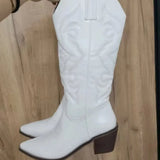 Breakj Size Autumn 2023 New Women's Middle Tube Pure Color Pointed Adult Martin Boots Thick Heel