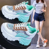 Breakj New Summer High-Up Small White Shoes Women's Spring Net Casual Sneakers Breathable Old Dad Shoes Net