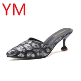 Summer Snakeskin Women Pumps Small Heels Wedding Shoes Stiletto Pointed Toe Heel Sandals Ladies Sandalia Feminina Shallow