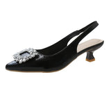 Breakj Summer New Pointed Sandals After The Ribbon With Large Size Square Buckle High Heels Gentle Fashion Women's