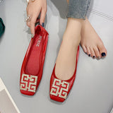 Spring Ballet Flats Shoes Women Soft PU Leather Crystal Slip On Boat Shoes Fashion Square Toe Rhinestone Ballerinas