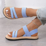 Breakj Women 2024 Summer New Flat Students Rome Sandals Women Round Head Breathable Soft Bottom Beach Sandals