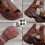 Sandals Female Muffin And Fish Mouth Hollowed-Out Sandals 2024 Summer New Roman Sandals