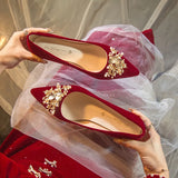 Breakj Wedding Shoes Bridal Shoes Wear Not Tired Show The Main Wedding Dress High Heel Single Shoes Comfortable Coarse High-Size High-Heeled High-Heeled