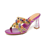 Slippers Full Of Diamond High Heels Women's New Fashion Thick Heels Wear Fashionable Sexy Slippers In The Summer Of
