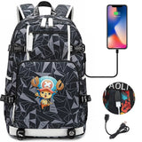 Anime ONE PIECE Schoolbag USB Charge backpack plugged into the headset cord backpack for boys and girl men women travel