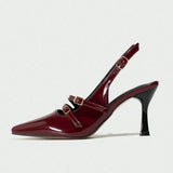 Breakj Arc De Triomphe Baotou Mary Jane Sandals Woman 25 New Pointed Cat And A Word Buckle Behind The