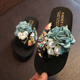 New Non-slip Children's Flip-flops Girls Fashion Beach Shoes Pinch Sandals Female Flowers Slippers Women Wear Size