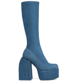 Luxury Brand New Ladies Platform Boots Thick High Heels Women's Boots Party Sexy Block Heel Shoes Woman Platform