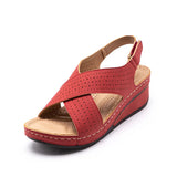 New Sandals Women's Slope And Car Sewing Breathable Magic Sticker Hollow Mother Shoes Large
