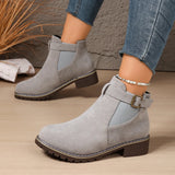 Breakj Short Boots Women's New Short-Box Retro Coarse And Flat-Bottomed Martin Boots Side Zipper British Style Women's