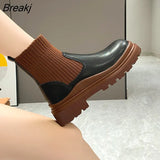 Fashion Short Boots Slip-on Sock Boots Casual Ankle Boots Women's Boot 2023 Autumn Winter Boots of Women Platform