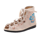Breakj Boots Flat Shoes Sewing Beaded Cloth Boots Ethnic Style Embroidered Cloth Summer Style Women's