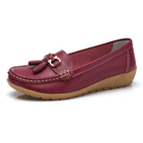 Women Shoes Loafers Female Moccasins Shoes Summer Genuine Leather Women Flats Slip On Women Loafers Flats Tassel Plus