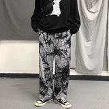 Elastic Waistband Loose Harem Embroidery Tie Dye Contrast Jogger Pant Women Man Streetwear Korean Harajuku Punk Hip