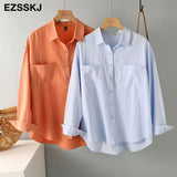 new chic casual loose cotton blouse shirt women female white blouse shirt spring summer women oversize shirt