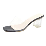 2020 Clear Heels Sandals Women Sandals Summer Transparent PVC Shoes Square High Pumps Jelly Buty Damskie Gladiator Square