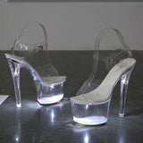 Breakj 34-43 Hate Sky High Nightclub High Shoes Luminous Sandals Women's Shoes Show Pole Dancing Shoes Crystal