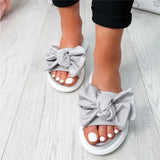 Sandals Slip On Sliders Peep Toe Ladies Bow Flats Casual Comfort Shoes Female 2019 Sandals Shoes Plus
