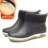 Men's Short Tube Anti-skid Car Wash Low-top Rain Boots Winter Men Rain Shoes Fishing Overshoes Rubber Shoes Kitchen Work