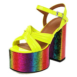 Big Size 43 Female Colorful Buckle High Heel Peep Toe Platform women's Sandals Luxury Fashion Party Summer