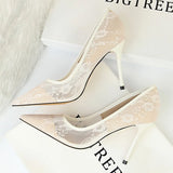 Breakj Sexy Show Thin High Heels Women's Shoes Thin Heel High Heel Shallow Pointed Mesh