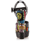Black Patent Leather Wedge Sandals Multi-color Crystal Embellished Wedge Sandals Ultra Weave Braid Heel