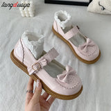 Students lolita shoes bow Girls Round Toe Buckle Straps Shoes JK Commuter Uniform cute shoes kawaii zapatilla