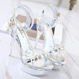 Super High Heel 18cm Shoes Silver Stiletto Cross Straps Women's Sandals Nightclub Sex 41 42 43 Women Shoes Pole