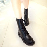 New Belted Martin Boots, Motorcycle Boots, Short Heels, Women's Army Boots, British Fashionable Handsome Couple