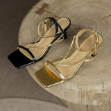 women's Sandals high Heeled Stiletto heel Shoes for 2023 Luxury Brand Copy Sexy Dance Party Square Toe gold elegant medium