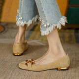 sale Ladies Flat Shoe Retro Square Toe Leather Loafers for Women 2022 Spring Casual Flats Elegant Metal buckle female