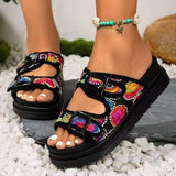 New Large-Size Slippers Women's Thick Background Buckle Solid Color Casual Cold