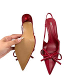 Breakj New Back Empty Single Shoes Women's Fine Heel High-Heeled Shoes Tip-In-Word Sandals Spring And Autumn Name
