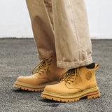 Breakj Yellow Boots British Cargo Martin Boots Men's Ankle Boots 2024 Spring And Autumn Single Boots Platform Versatile Hiking Boots