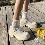 Lolita Shoes Japanese Style Women Soft Leather Heel Shoes 2021 Ladies College Student Black Mary Jane Shoes Goth