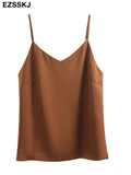 Acetate sling vest summer satin O-neck straps women bottoming camisole shirt loose outer wear out shirt
