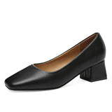 Breakj Women's Coarse Heel Shoes In The New Working Shoes Heel Shoes Large Leather Single Shoes Comfortable Commute Single