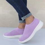 Slip On Breathable Casual Vulcanized Shoes Women Knitted Mesh Sneakers Spring 2021 Fashion Female Flat Shoes Plus Size