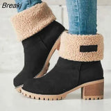Women Fur Warm Snow Boots Ladies Warm Wool Booties Ankle Boot Comfortable Shoes Plus Size 35-43 Casual Women Mid
